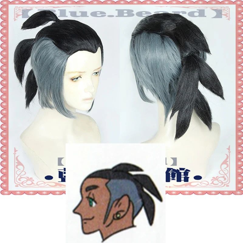 Anime Game Sword/Shield Cosplay Raihan Wig Kibana Wig High-temperature Fiber Black Grey Hair+wig cap