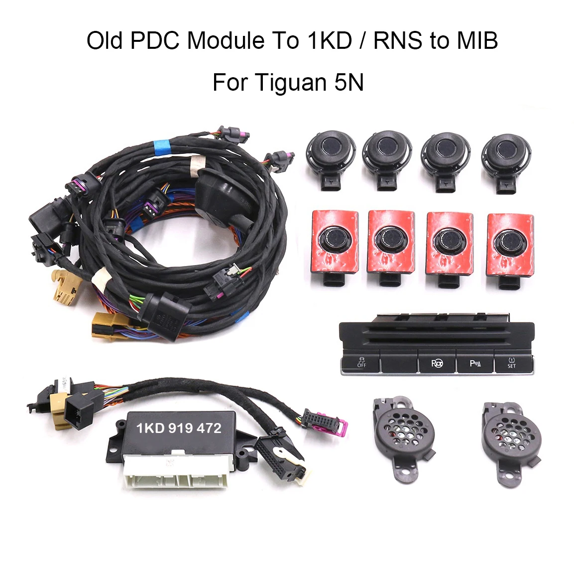 For Tiguan 5N Upgrade Old PDC Module To 1KD / RNS to MIB Park Pilot Front and Rear 8 Sensor 8K Parking PDC OPS