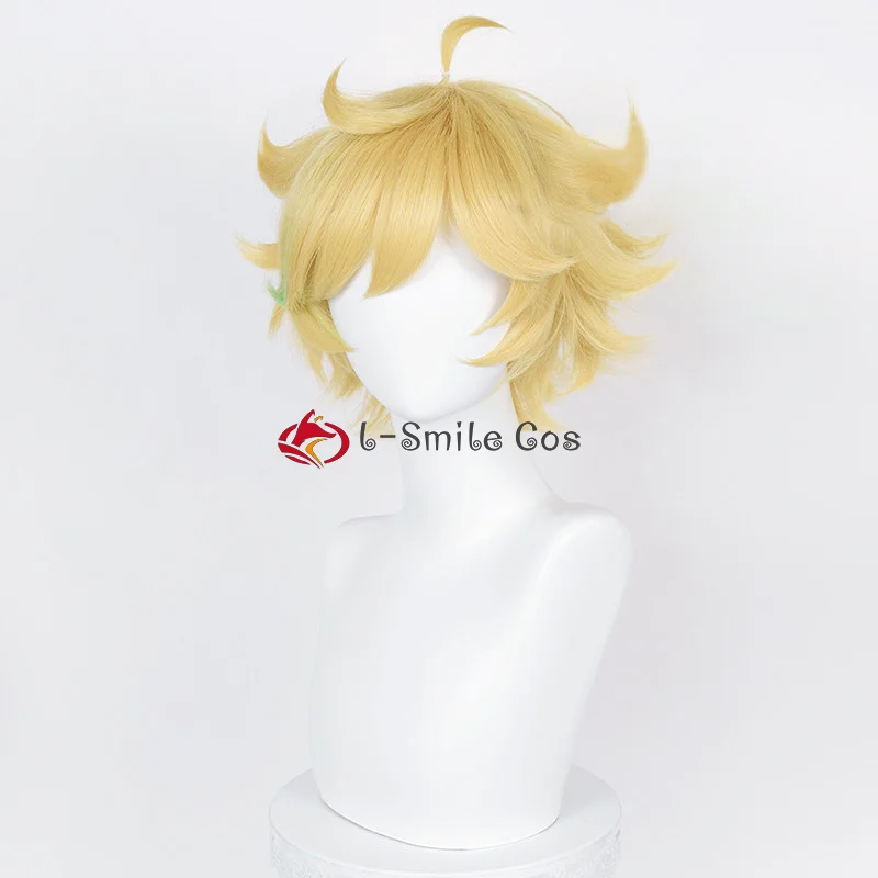 Game ES Harukawa Sora-pelucas cortas de Cosplay para hombre, cabello sintético resistente al calor, peluca de Anime, gorro de peluca, color amarillo dorado