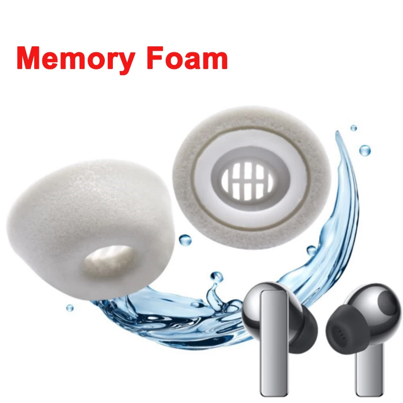 2PCS 1pairs Memory Foam Ear Tips for HUAWEI Freebuds Pro Eartips VIVO TWS2 Earbuds Tips Anti-Slip Noise Canceling Dust Filter