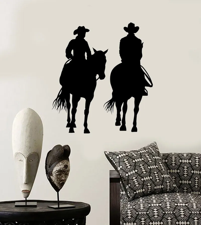 

Vinyl high quality wall decal cowboy rider horse wild west home interior fashion decoration sticker horse riding decal NZ08