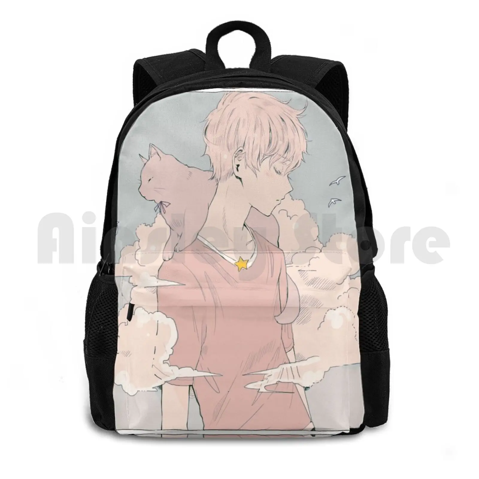 

Dozing Off. Outdoor Hiking Backpack Riding Climbing Sports Bag Cat Manga Anime