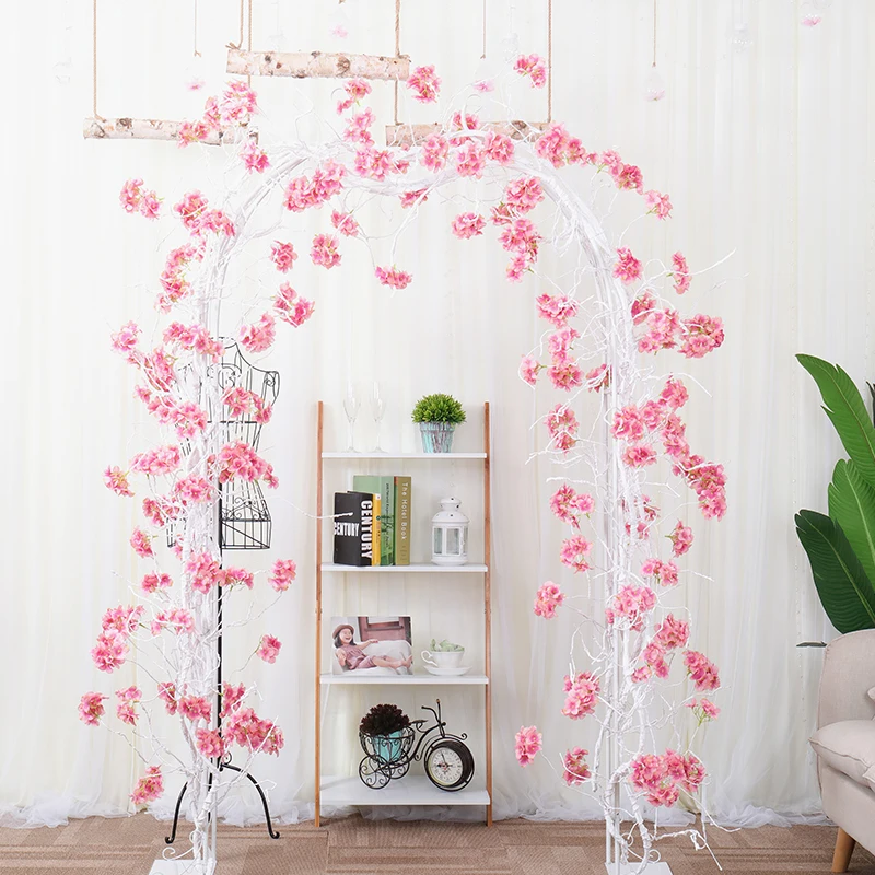 

300cm Artificial Hydrangea Silk Flowers Vine Backdrop Wall Hanging Tree Branch Rattan Wisteria Garland Wedding Arch Party Decor