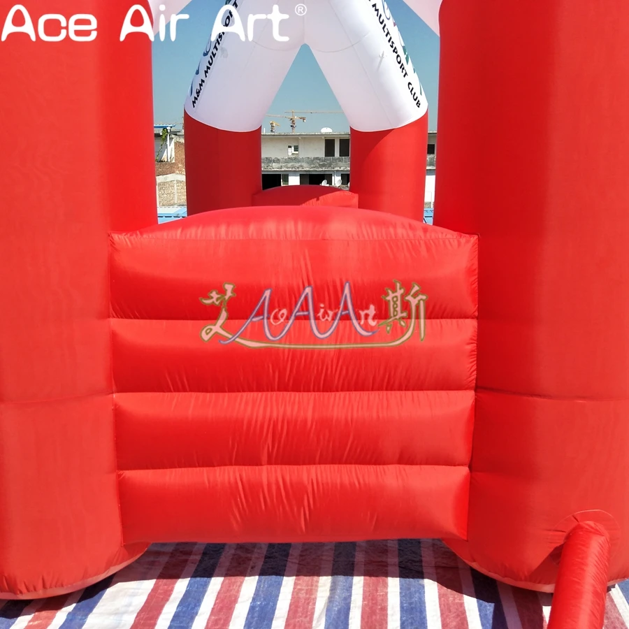 Red and White Inflatable Arch, Start Finish Line, 4 Legs, Free Standing Archway with Logo for Advertising