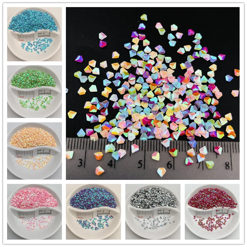 20g 3mm 3D Diamond Nail Sequins Rhomb Colorful Glitter Flakes Paillette Manicure 3D Nail Art Decoration