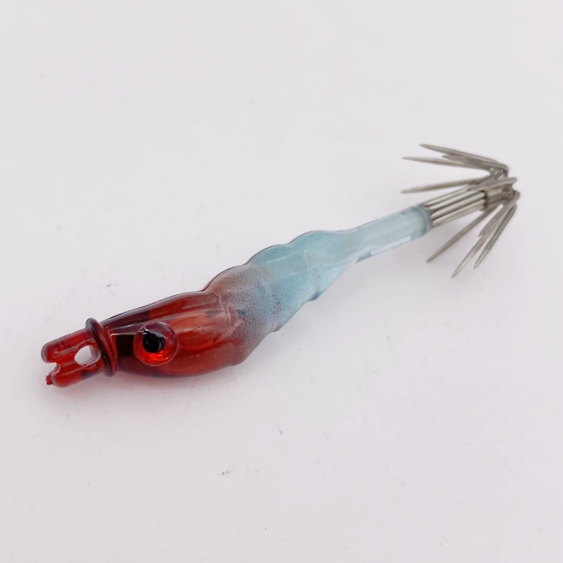 2Pcs*5cm/1.5g Japan Blowing Tube Fishing Shrimp Octopus Tubular Bait Hook Volume Squid Hook Jig Ultraviolet Blowing Tube