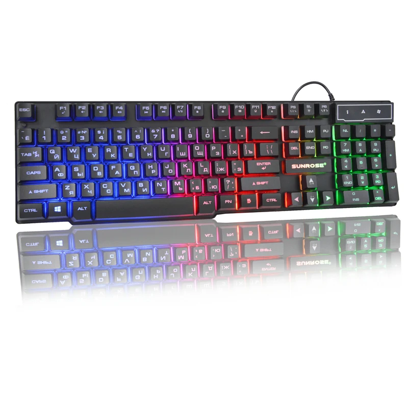 Teclado de jogos rgb backlit teclado 104key russo/eua com fio ergonômico mix retroiluminado para computador portátil