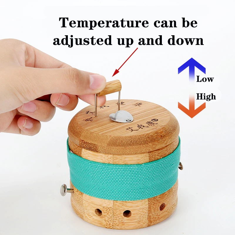 Moxibustion Box Adjustable Temperature Moxa Heat Tank with Wearable Rope Moxa Box Pain Relief Moxa Cone Burner Warm Massager