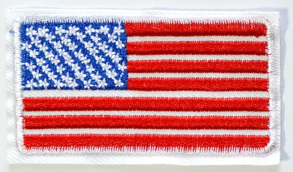 Hot! AMERICAN FLAG White BORDER EMBROIDERED MAGA US USA iron on Patches (≈ 7 * 3.8 cm)