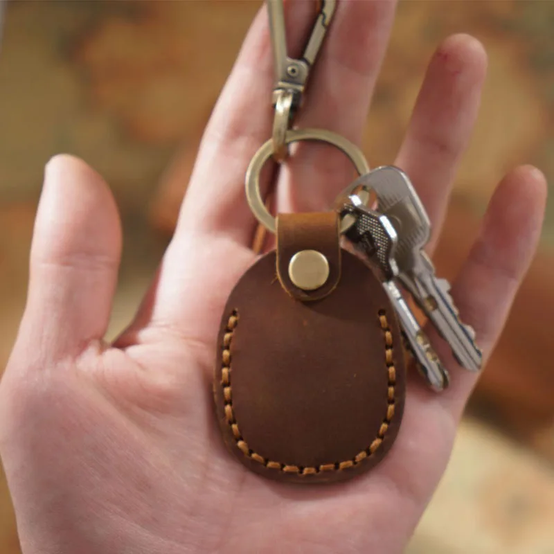 Handmade Genuine Leather Landyard for Keys Key Buckle Ring Keychain Community Reader Writer Protective Cover Men Father Gift