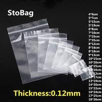 StoBag 100pcs Transparent Small Zipper Plastic Bags Jewelry Gift Food Reclosable Storage Packaging Clear Custom Logo(Extra Fee)