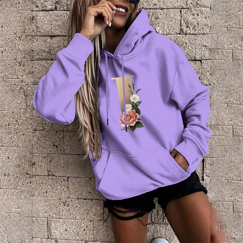 

Ladies Hoodie Harajuku I Letter Print Series Ladies Long Sleeve Autumn Base Tops Fashion Pullover Girls Casual Sweatshirt