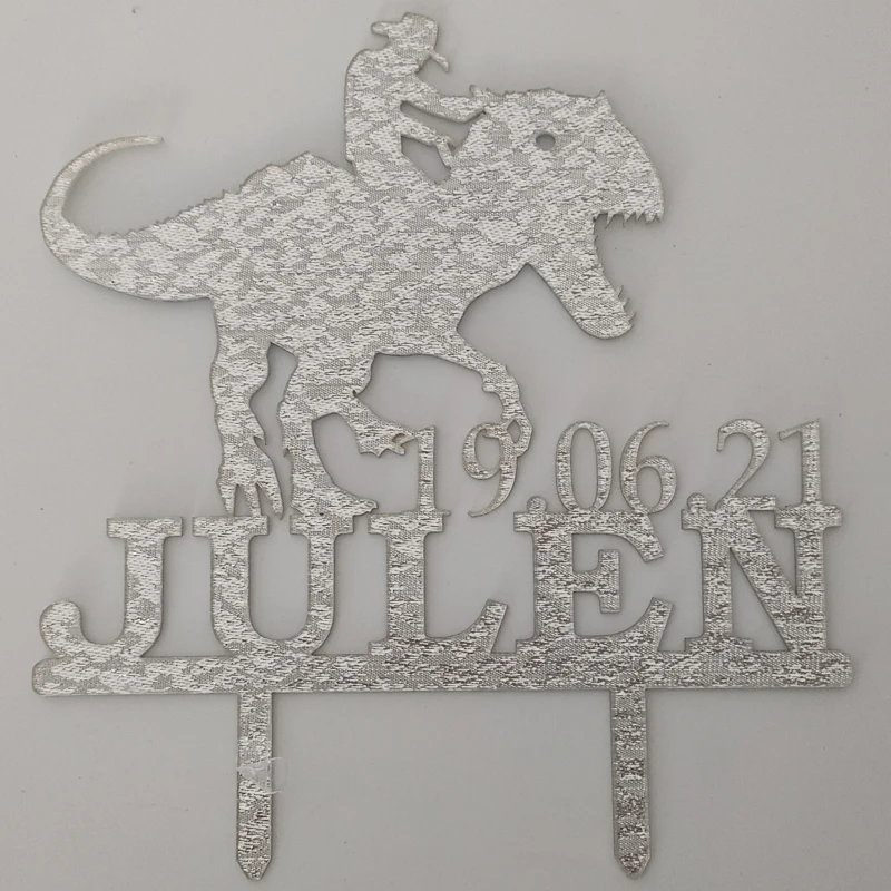 شخصية اسم العمر كاوبوي ركوب ديناصور الصور الظلية ل ديناصور موضوع حفلة عيد ميلاد كعكة الديكور توبر YC345 #5