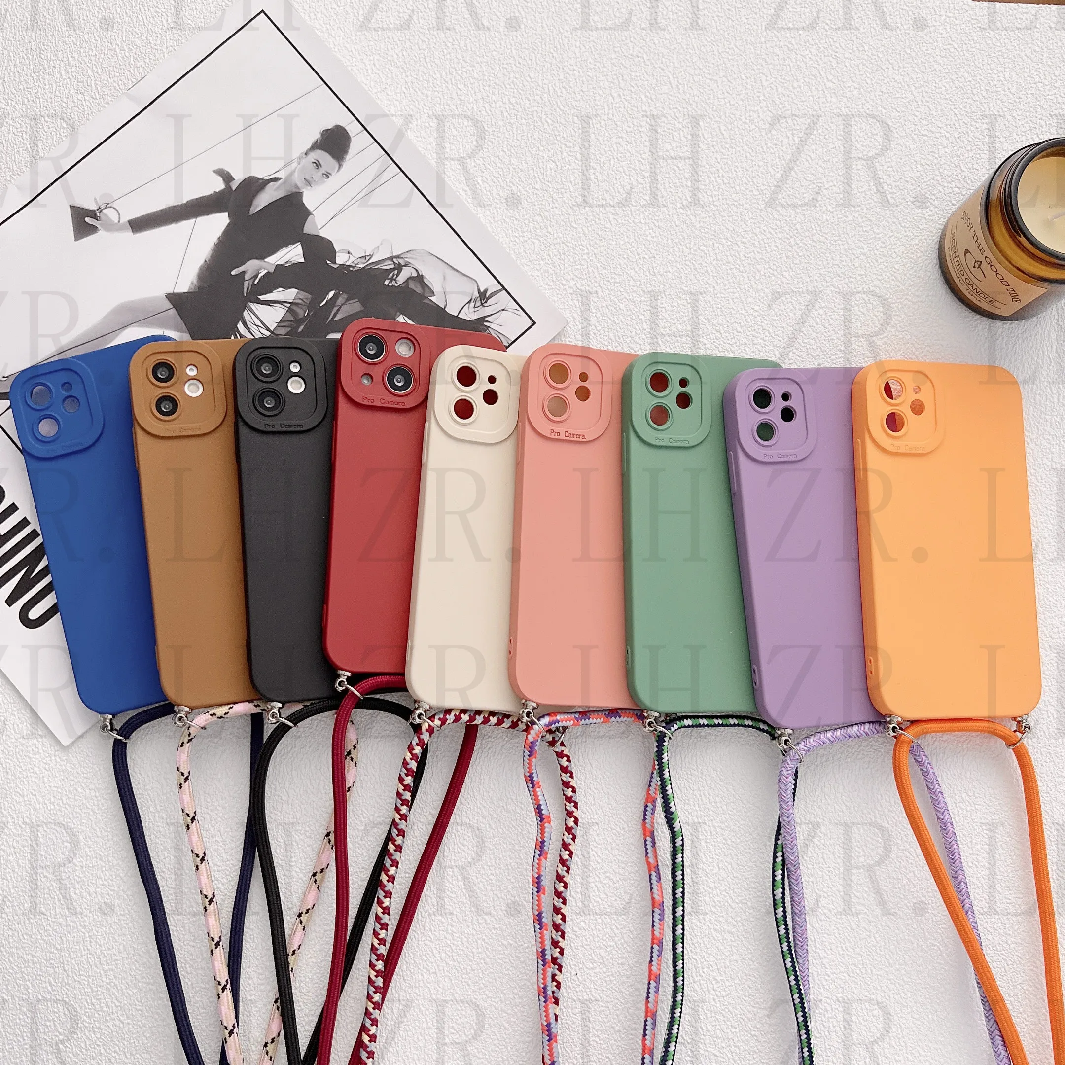 Original Strap Cord Chain Phone Case For APPLE iPhone 15 14 13 12 11Pro Max XS X XR X 7 8Plus SE 20 Carry Necklace Lanyard Cover