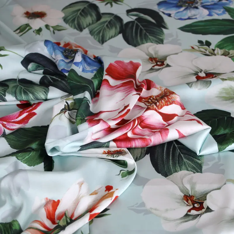 Digital Printing Silk Satin Fabric 26 Styles of 100% Polyester for Dress Shirt Scarf Diy Textile Fabric for Sewing