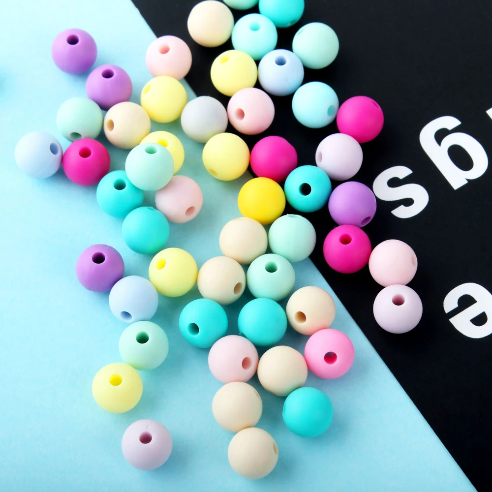 50pcs 9mm Silicone Beads Pearl Silicone Food Grade Teething Beads DIY BPA Free Jewelry Pacifier Chain Baby Teether Molar Toys