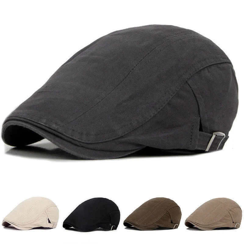 Boina ajustable para hombre y mujer, sombrero de ala de hueso transpirable para el sol al aire libre, gorra plana sólida de espiga