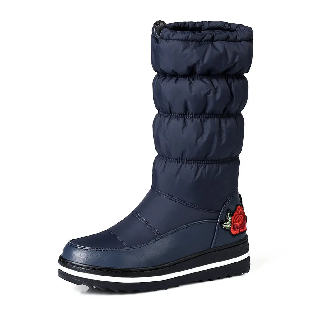 

Lolita Girls Winter Snow Boots Women Plush Flower Embroidery Shoe For Outdoor Activities Warm Waterproof Rain Boots