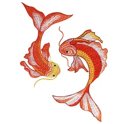 AHYONNIEX Large and Small Black Golden Red Fish Embroidered Patches Sew On Stickers for Clothing Applique DIY Accessories