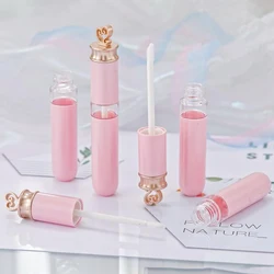 Pink DIY Empty Lip Gloss Tubes Gold Heart Shape Top Lipstick Cosmetic Packaging Container Refillable Bottles 6ml