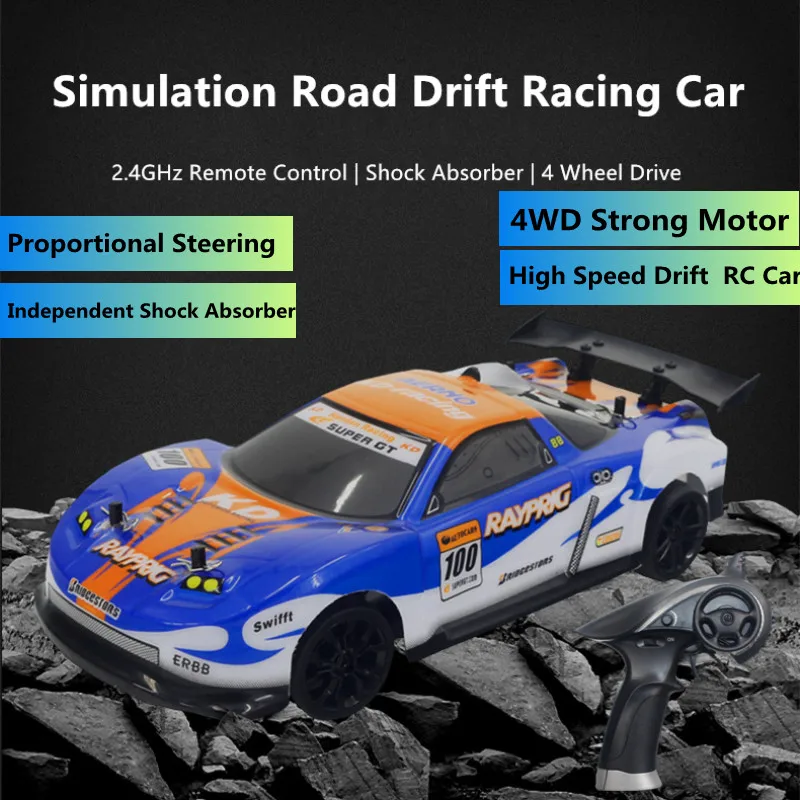 

Simulation High Speed Road Drift Racing RC Car Proportional Steering Independent Shock Absorber Multi-terrain Access Kid Car Toy