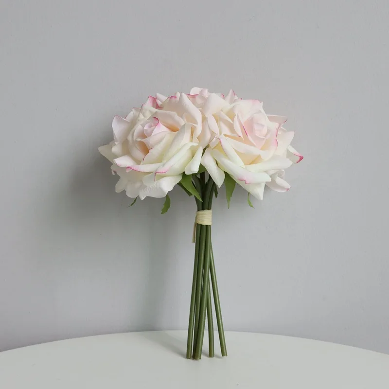 10 Stück Künstliche Rosen mit gewellten Kanten, Echtblumen-Optik, Brautstrauß, Hochzeitsdekoration, Kunstrosen für Party- und Tischdekoration – Detail 13