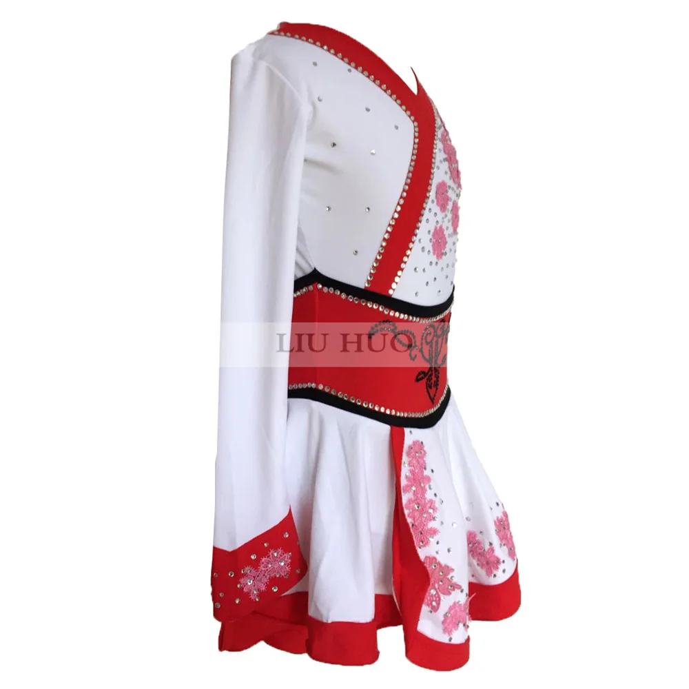 LIUHUO Women Girl Adult Performance Roller Costume Competition Leotard Skirt Ice Figure Skating Dress Teens Chinese Style Red