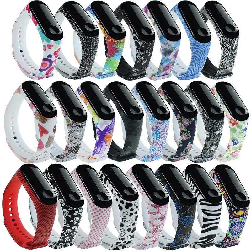 Cartoon pattern Strap For Xiaomi Mi Band 6 3 4 5 Silicone Wristband Sports Bracelet Mi Band 6 5 replacement strap For miband 3 4