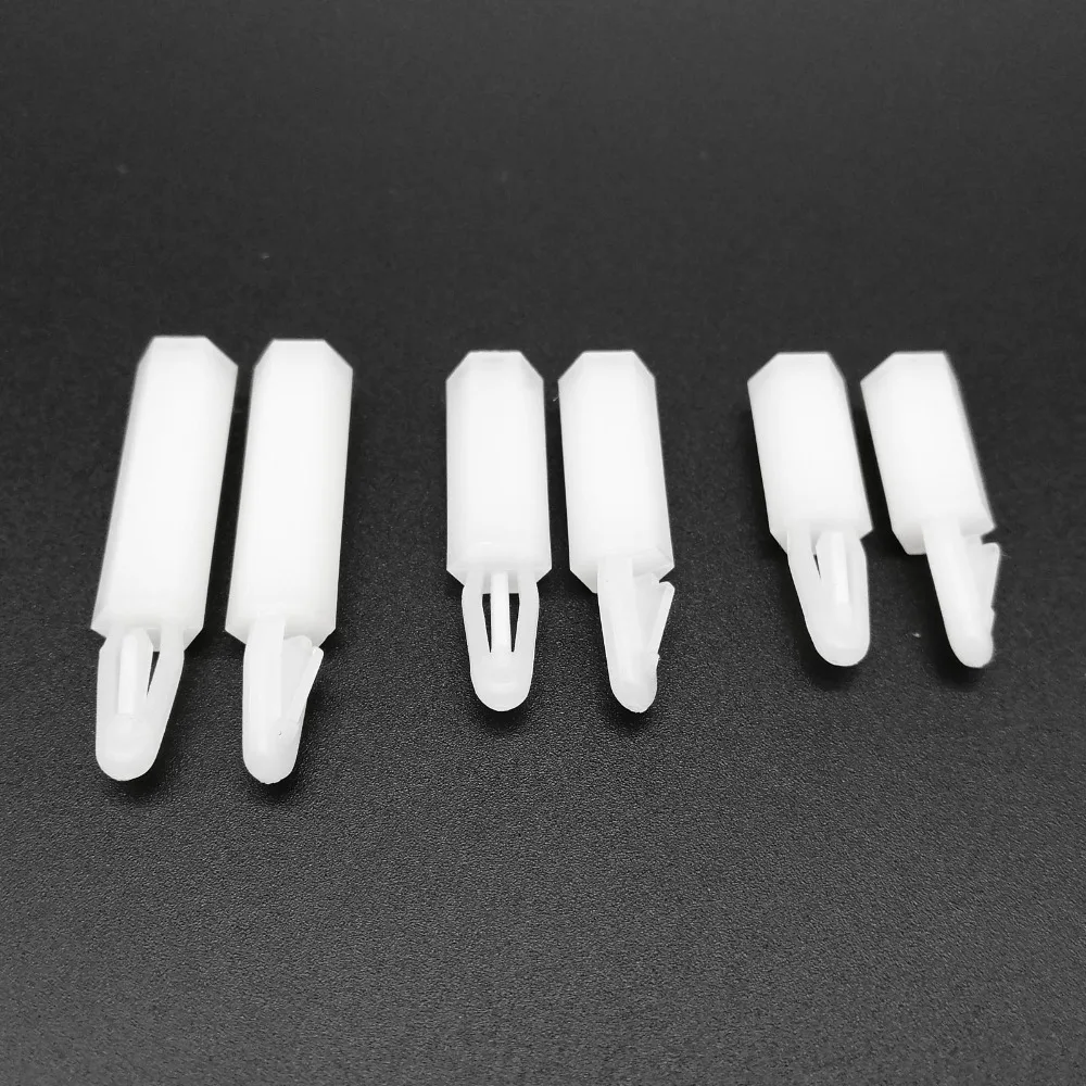HZYUEGOU 50 Stück M3 Sechskant-Nylon-Abstandshalter, Schraubensicherung, Clip-on, Push-in, feste Halterung für Leiterplatten, für 4 mm Loch – Detail 4