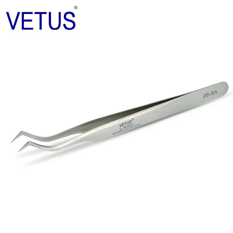 VETUS Original 26-SA Tweezers Hyperfine High Precision Non-magnetic Anti-acid Pincers Eyelashes Grafting Manicure ESD Forceps