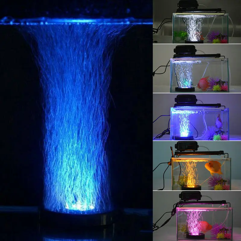 Remote Controlled IP68 Waterproof Aquarium Submersible Fish/Turtle Tank Air Stone Bubble Led Light RGB Underwater Lighting Decor