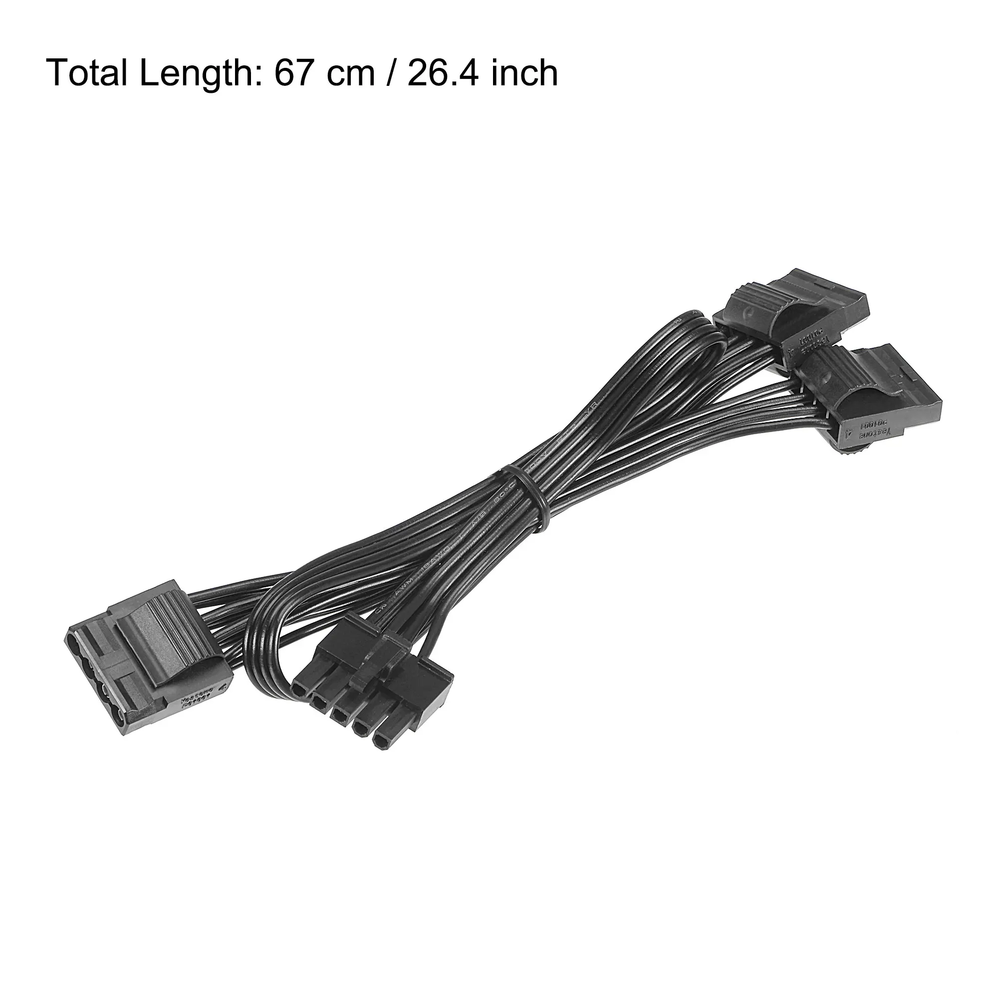 Uxcell Power Cable 5 Grid of PCIe 4 Pin to 3 Splitter 4 Pin IDE Female SATA 18 AWG 67cm