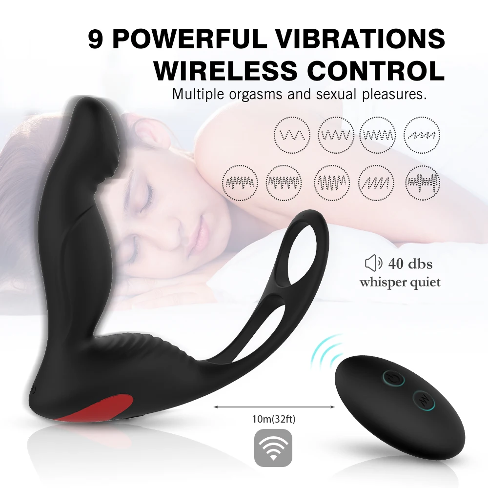 PHANXY Male Prostate Massage Vibrator Anal Plug Silicone Waterproof Massager Stimulator Butt Delay Ejaculation Ring Toy For Men