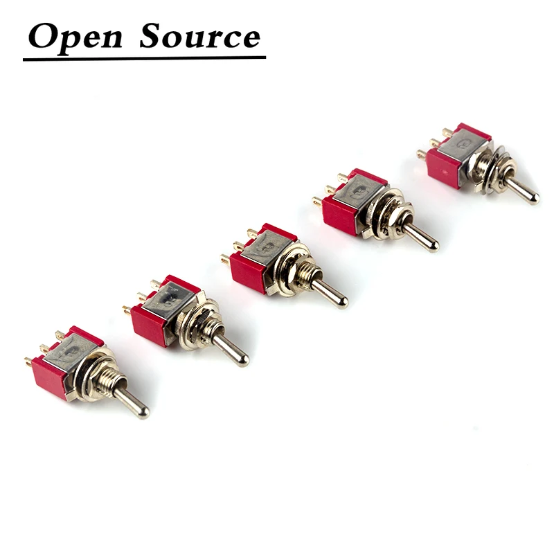 5Pcs Miniature Toggle Switch Single Pole Double Throw ON-OFF-ON /ON-ON 120VAC 6A 1/4 Inch Mounting MTS-102 103 202 203