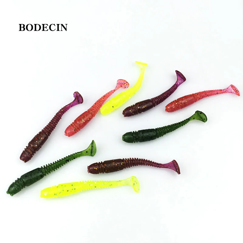 16 SZTUK Miękki silikonowy robak Gumowy ogon T Sztuczna fałszywa przynęta do przynęty wędkarskiej Takcle 50mm 1g Shad Wobbler Salt Smell