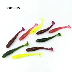 16PCS Soft Silicone Worm Rubber Grub T Tail Artificial Fake Bait Suit For Fishing Lure Takcle 50mm 1g Shad Wobbler Salt Smell