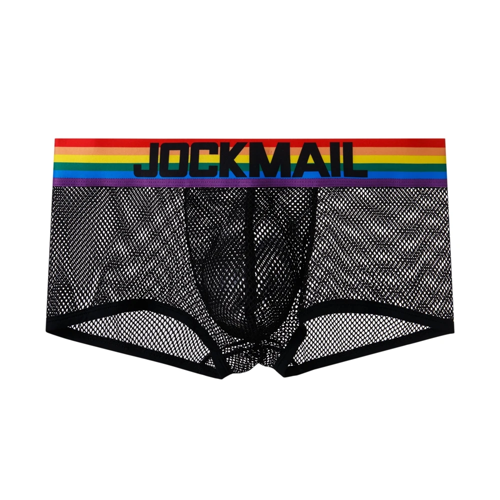 Sexy Boxer Men Gay Underwear Cotton Rainbow Mesh Thermal Underpants Shorts Pijama Cuecas Masculinas Calzoncillos Hombre Slip