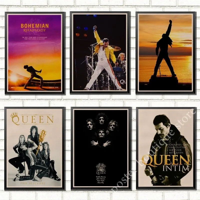 Queen Band Music Kraft Paper Poster Freddie Mercury Vintage High Quality Drawing core Decorative Painting Wall Sticker