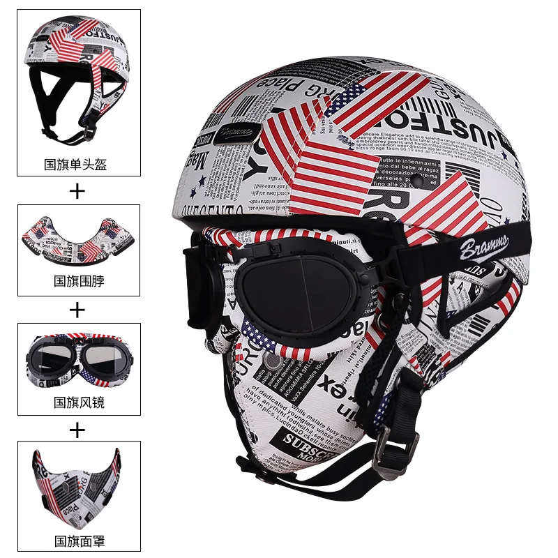 BRAMMO Skull Cap Motorcycle Helmet Vintage Half Face Helmet Motorbike Scooter Retro German Style chopper Cruiser Helmets