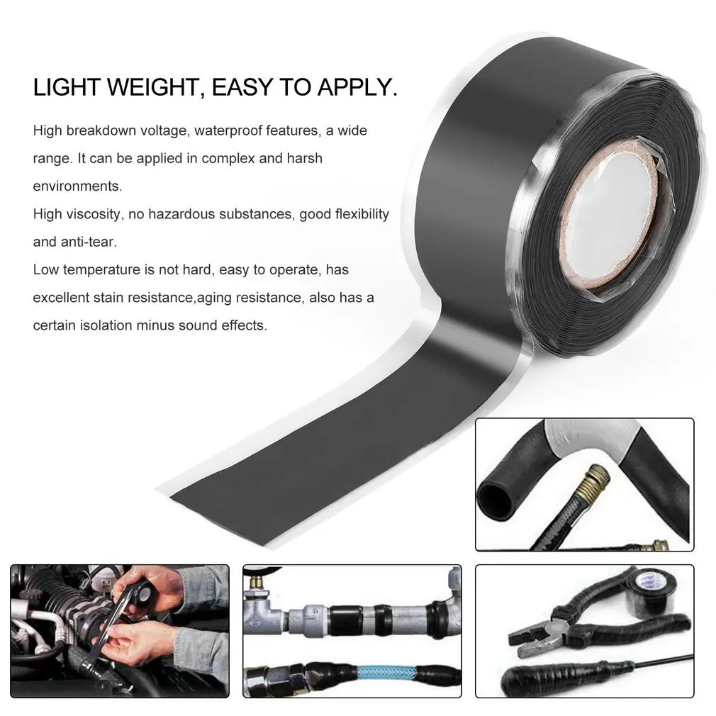 1.5/3M Multi-Purpose Self-Adhesive Strong Black Rubber Silicone Repair Waterproof Bonding Tape Rescue Self Fusing Wire