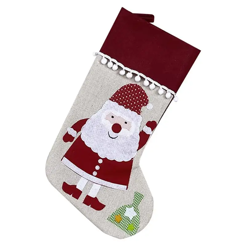 1PC Christmas Stockings Cloth Small Boots Gift Bags Ornaments Party Home Decorations Christmas Pattern for New Year