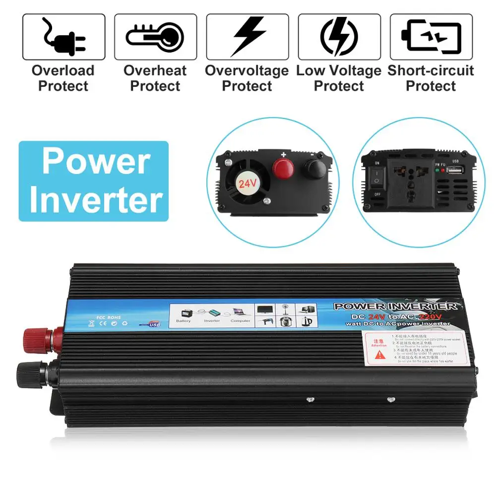Solar Power Inverter 12V 220V 5000W Car Power Inverter Voltage Transformer Converter Solar Inversor Black