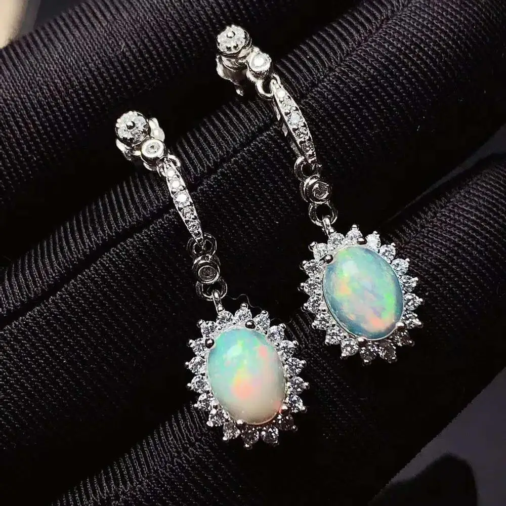 

Natural Real Woman Opal Earrings, 925 Sterling Silver Fine Elegant Jewelry for Women Earring