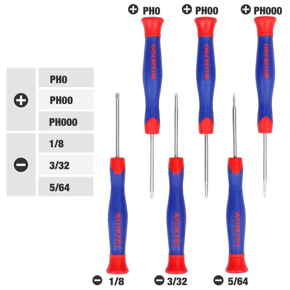 WORKPRO 6PC Mini Precision Screwdriver Set Multi-Function Home Tools for SmartPhone PSP Camera Tablets Repairing Tool Kits