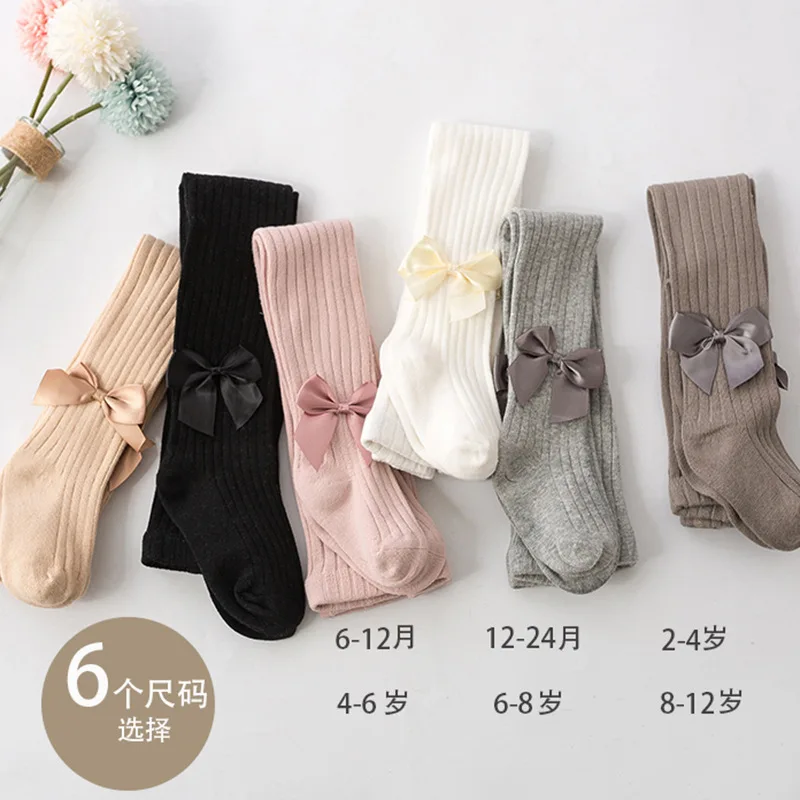 Girls Tights Princess Bowknet Baby Girl\'s One-Piece Pantyhose Baby Spring and Autumn New Style Trousers Lace Stocking