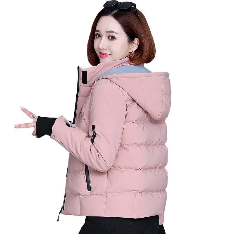 

Nice Autumn Winter Women Jacket Coats Parkas Female Down Cotton Hooded Overcoat Thick Warm Short Jackets Lady Loose Casual Coat