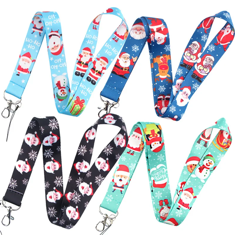 Santa Claus Cartoon Cellphone Camera Lanyard Snowman Elk ID Name Badge Staff Work Card Neck Rope Nurse Pass Card Accessories