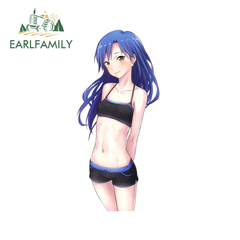 

EARLFAMILY 13 см x 5,8 см для плоской груди, аниме, старый автомобиль, наклейка, фотография, холодильник