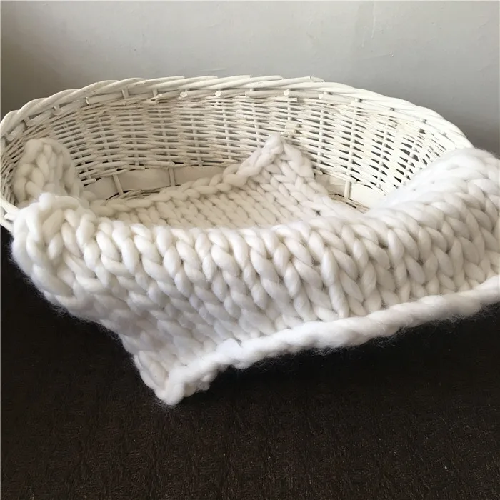 Newborn Photography Props Baby Photo Shoot Basket Accessories For Studio Wool Yarn Blanket Posing Container Filler Decoration