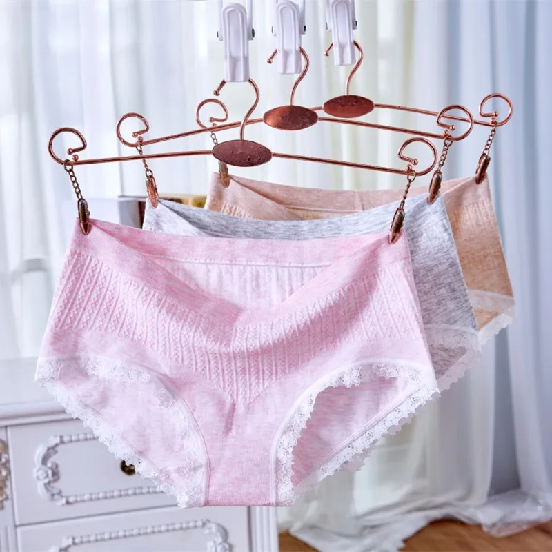 women's Underpants explosion color cotton women's lace stripes  seamless mid-waist women's triangle seamless  Mid-Rise  Panties